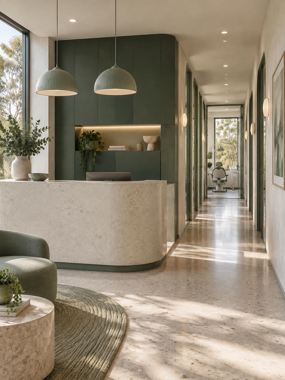 Light-filled reception at Maude Street Dental